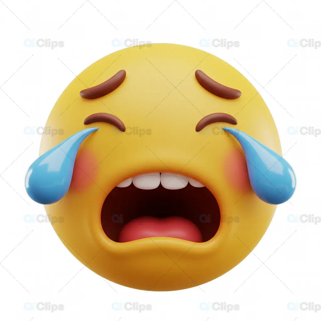 3D Sad Crying Emoji with Tears