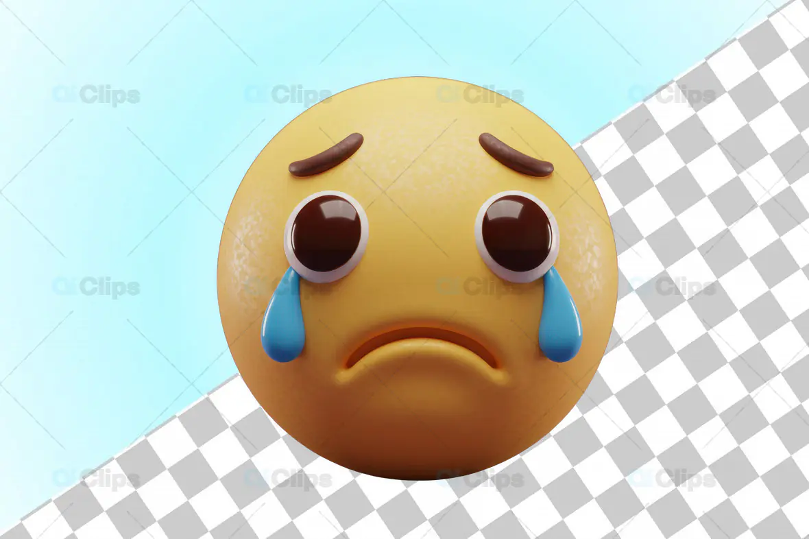 3D Sad Emoji with Transparent Background