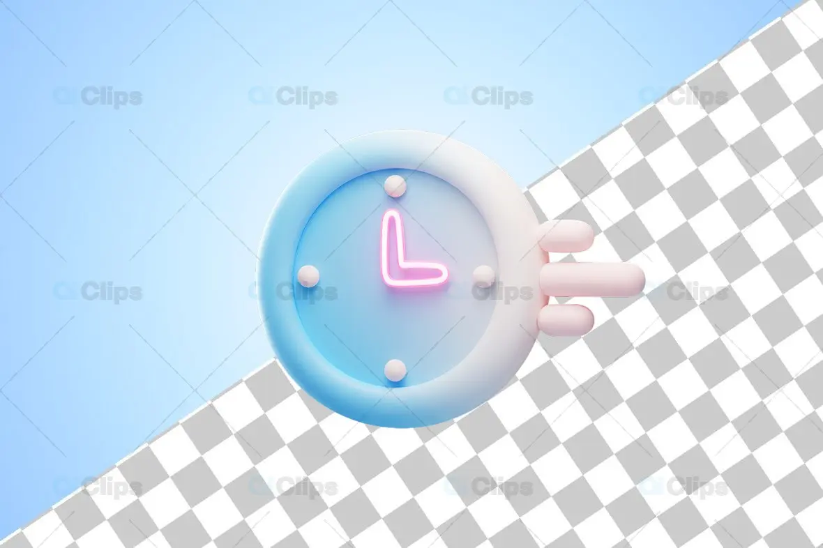 Minimalist 3D Clock Illustration