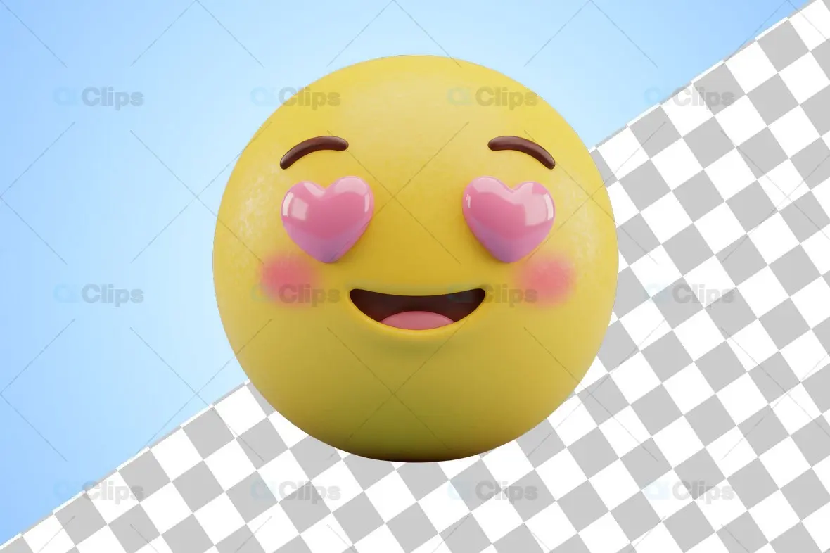 Pink Heart Eyes Love 3D Emoji