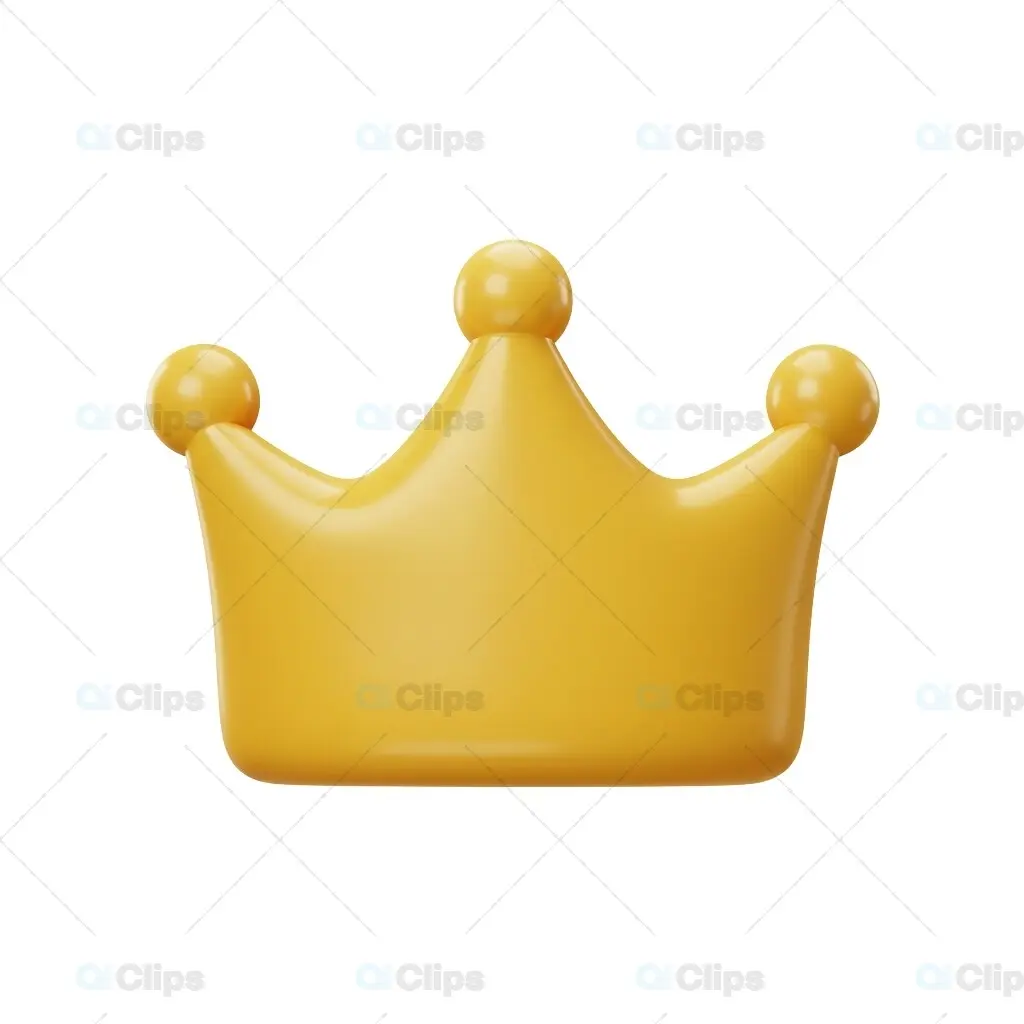 Vibrant Yellow 3D Crown Illustration