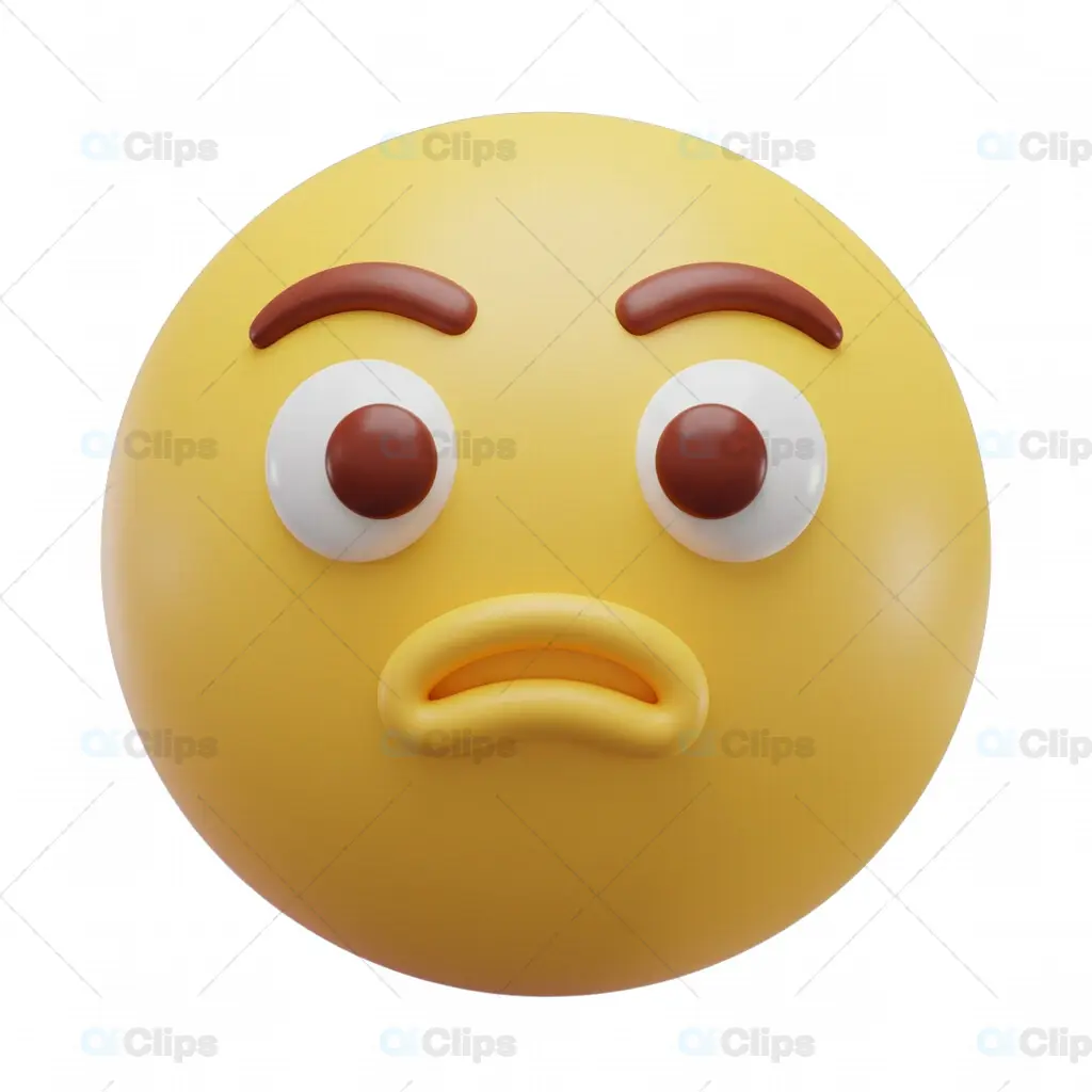 3D Surprised Emoji with Transparent Background