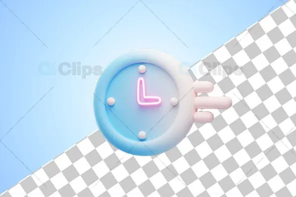 Minimalist 3D Clock Illustration