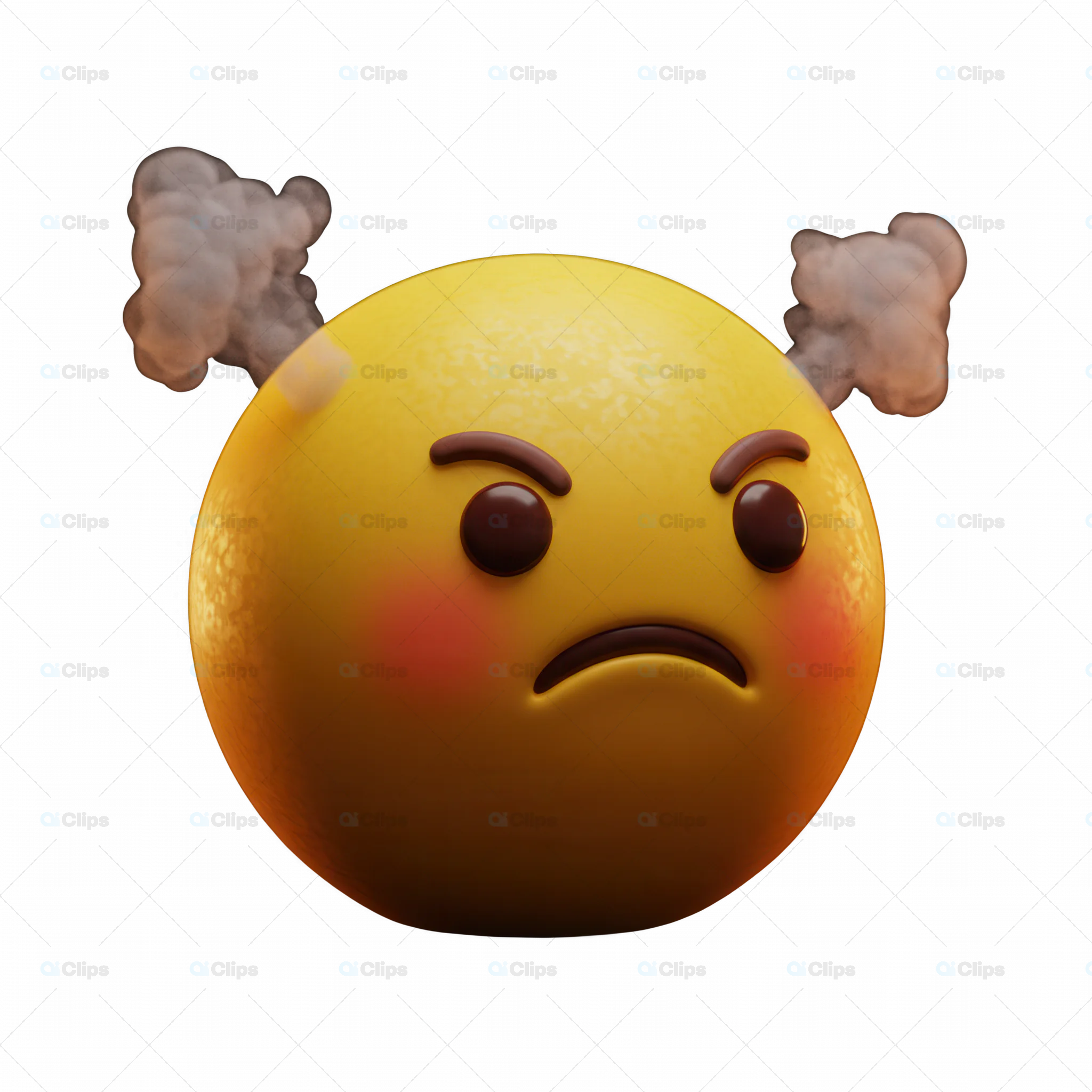 3D Steaming Angry Emoji with Puffing Smoke