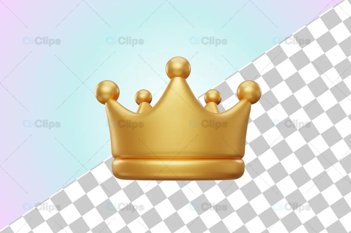 Elegant Golden 3D Crown Illustration