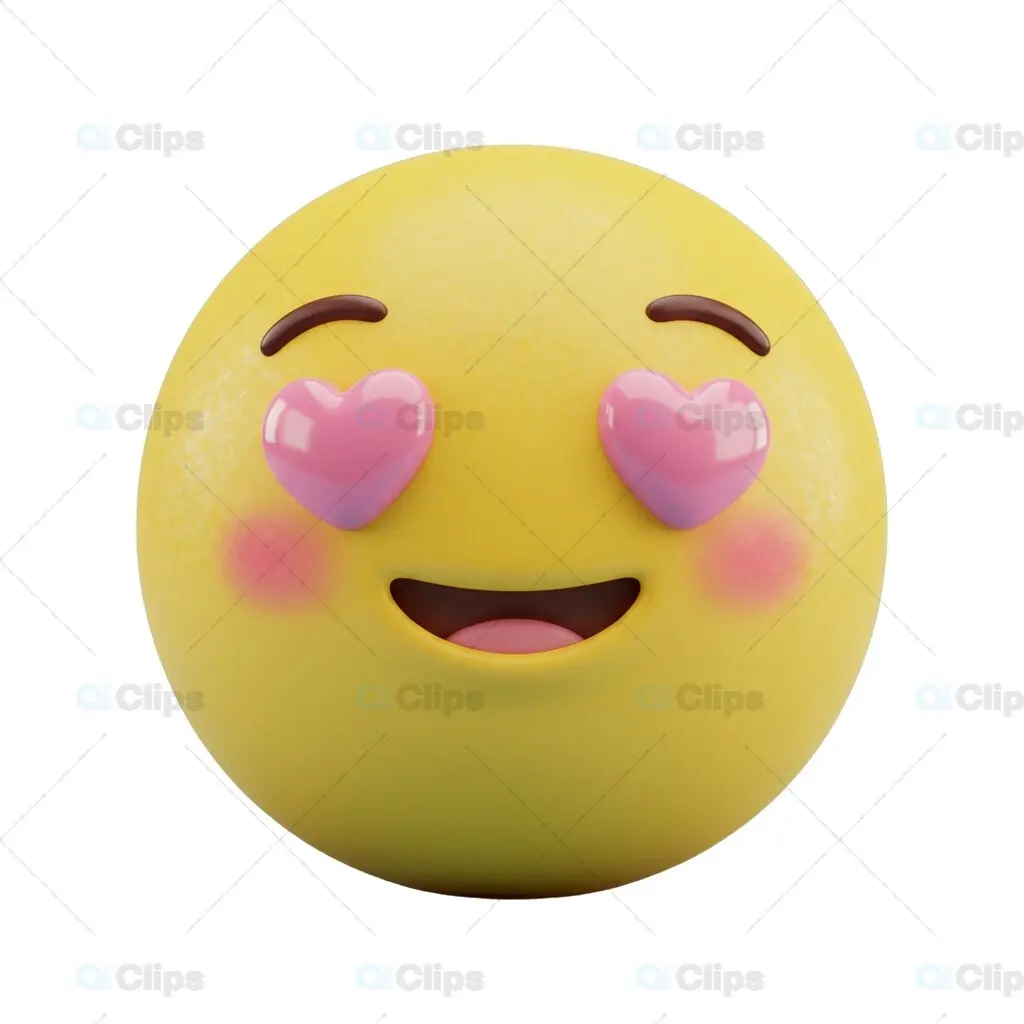 Pink Heart Eyes Love 3D Emoji