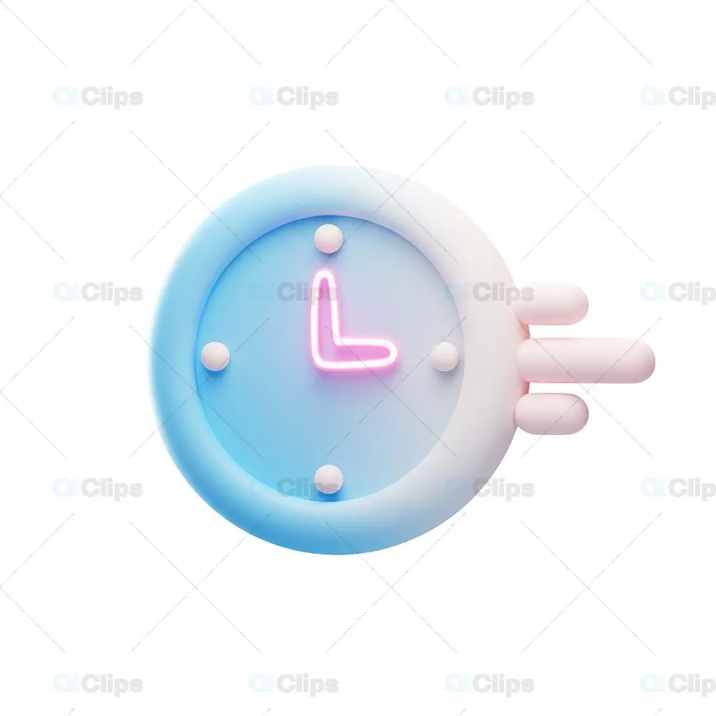 Minimalist 3D Clock Illustration