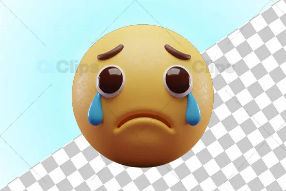 3D Sad Emoji with Transparent Background