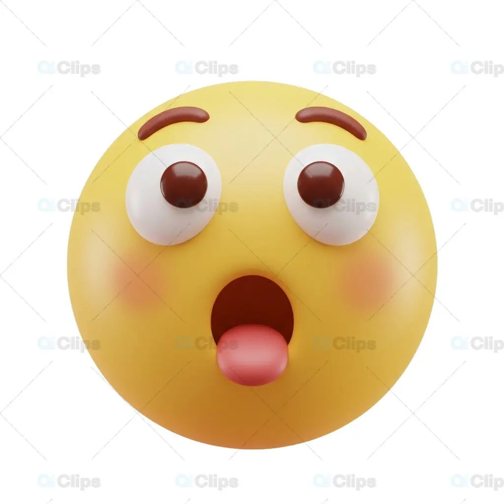 Surprised Tongue-Out 3D Emoji