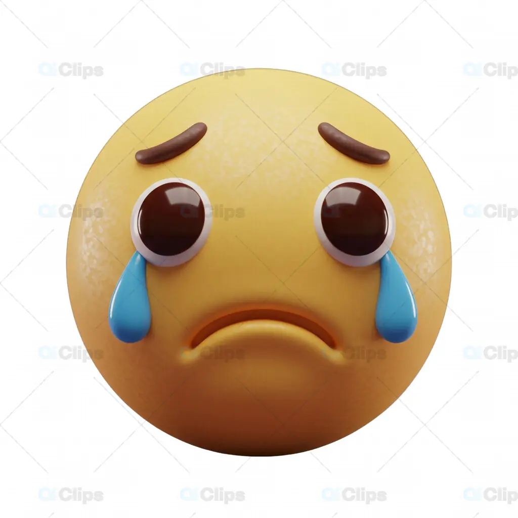 3D Sad Emoji with Transparent Background