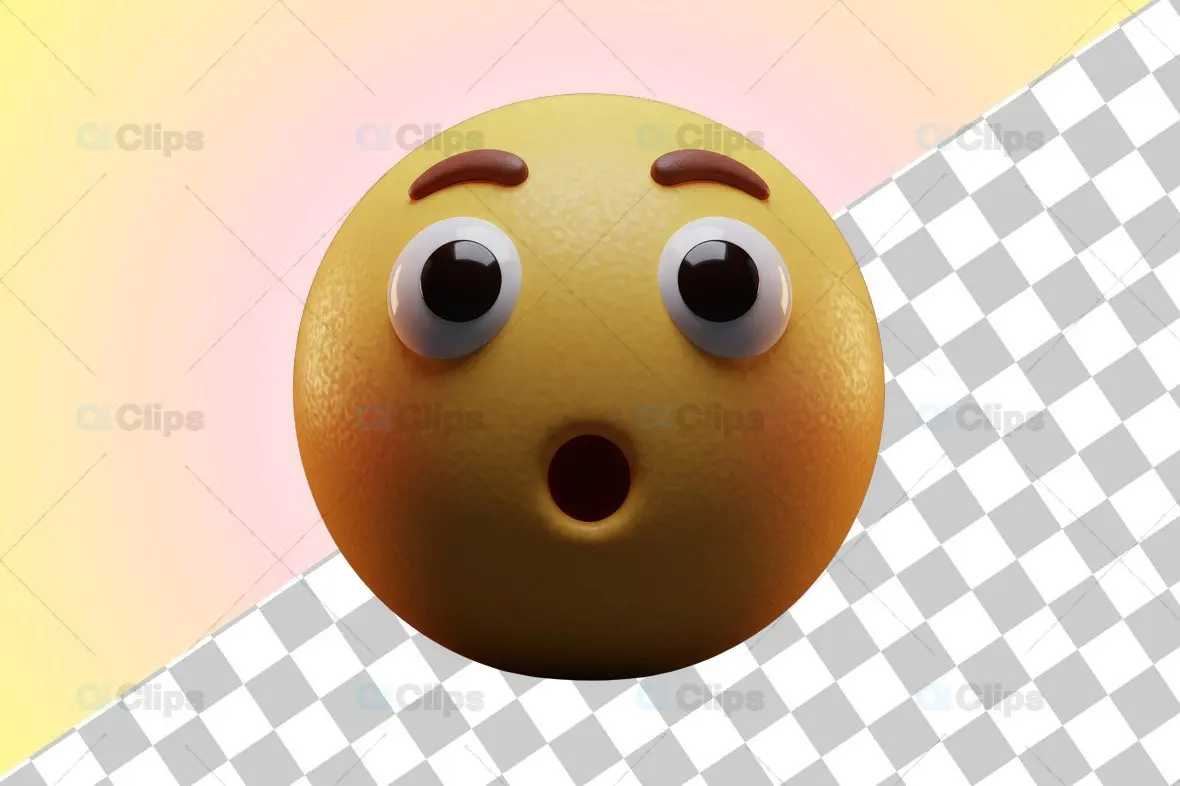 Surprised Yellow 3D Emoji Face