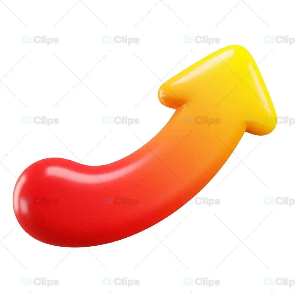 3D Glossy Upward Arrow with Gradient Finish