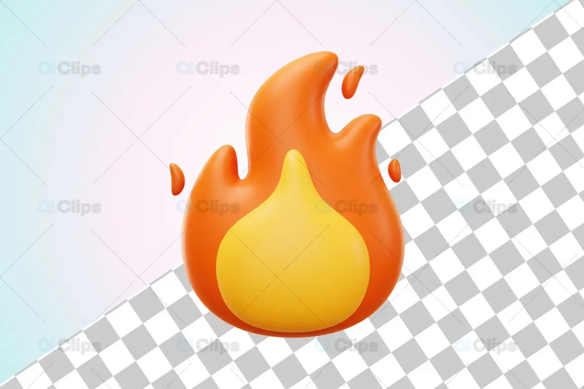 Vibrant 3D Flame with Dripping Sparks Illustration