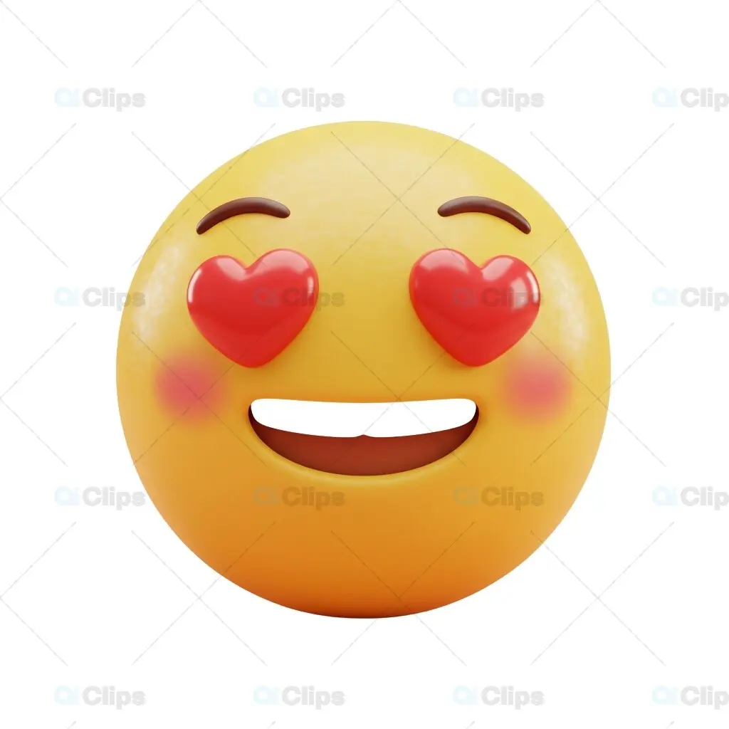 Red Heart Eyes Smiling 3D Emoji