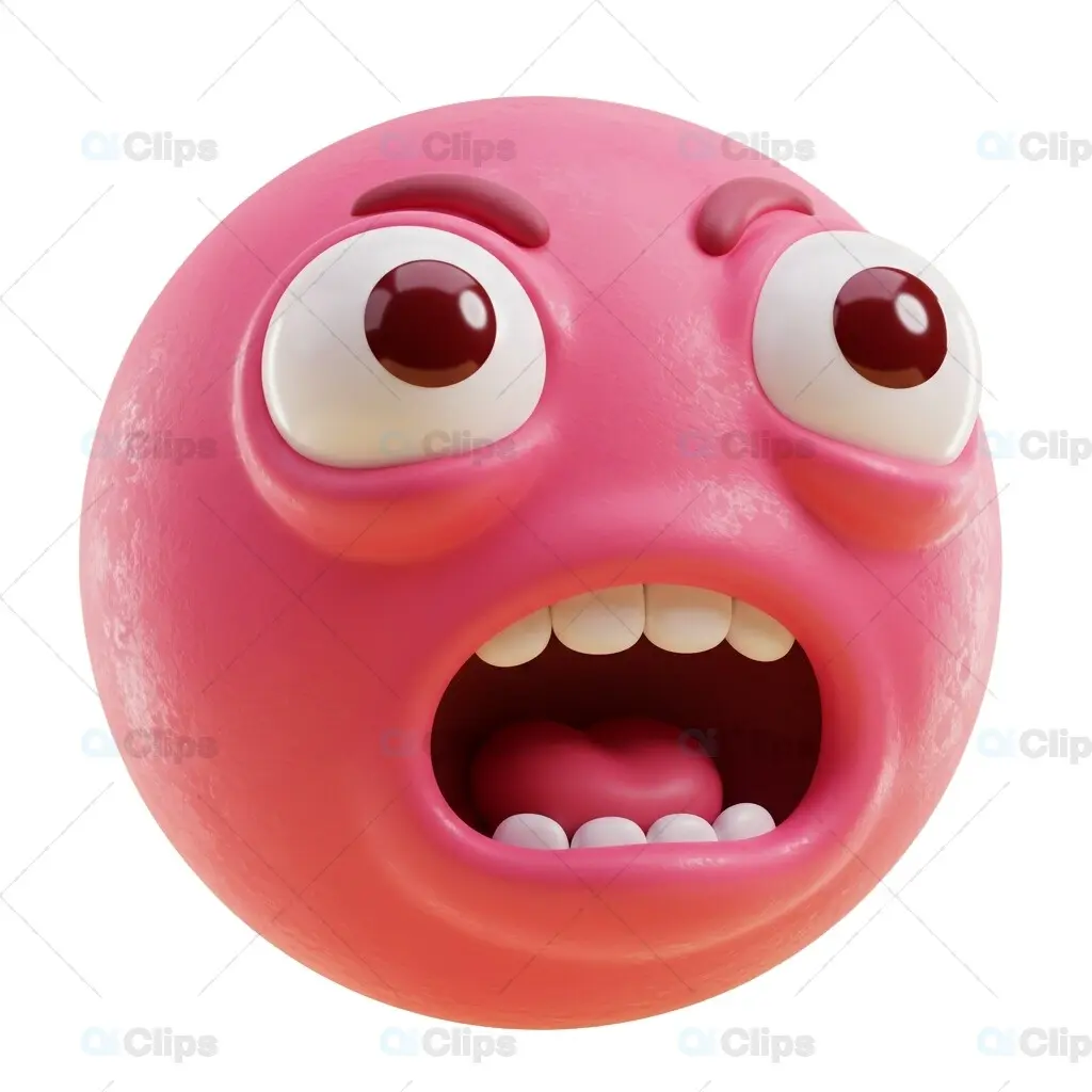 Surprised Pink 3D Emoji Face