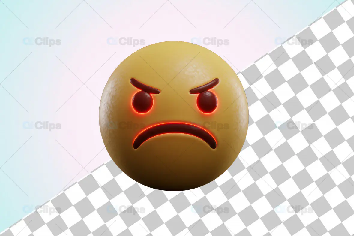3D Angry Emoji with Red Glow Effect