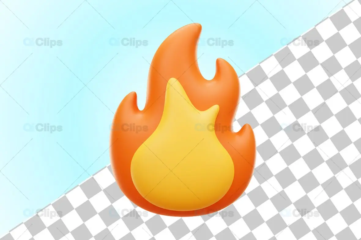 3D Flame Icon Illustration