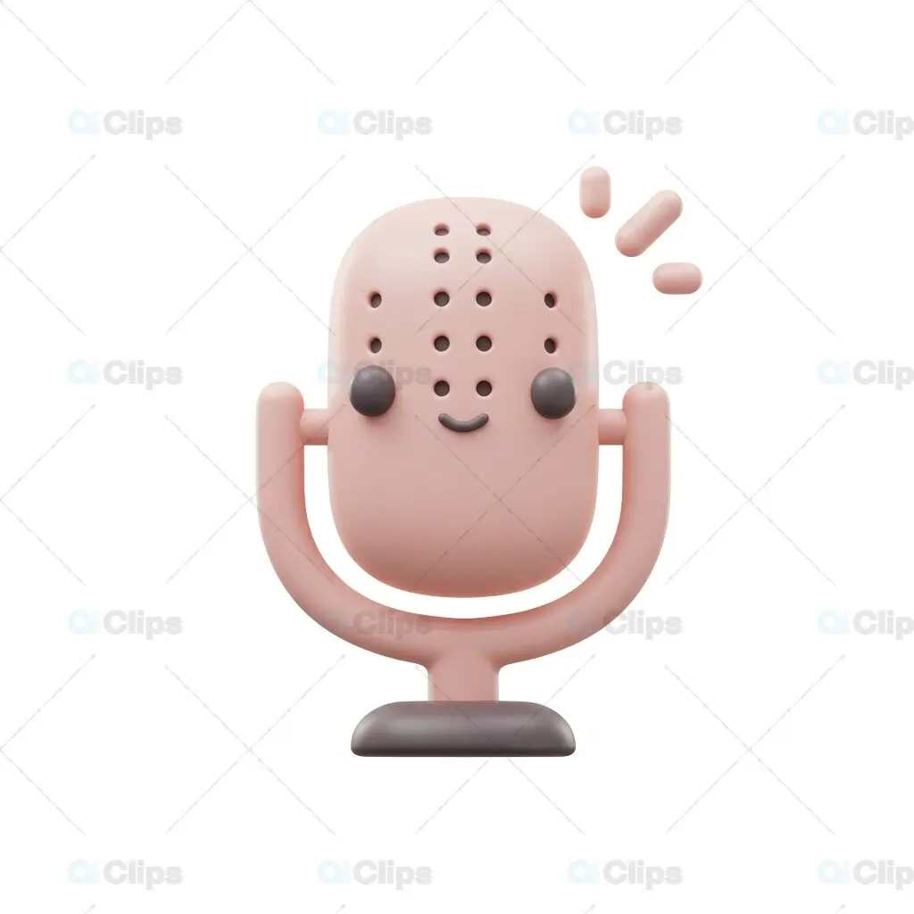 Cute 3D Microphone Icon Illustration