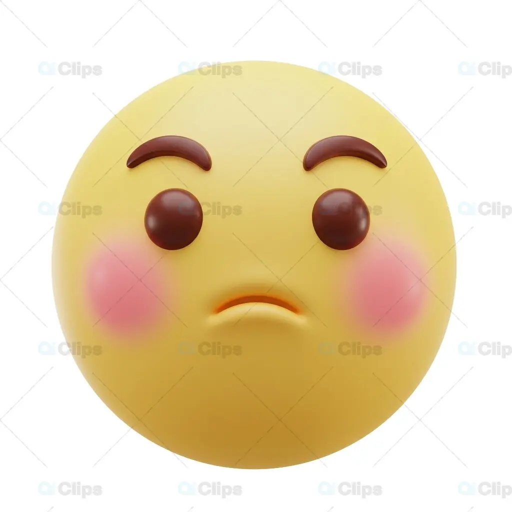 Pensive Blushing 3D Emoji