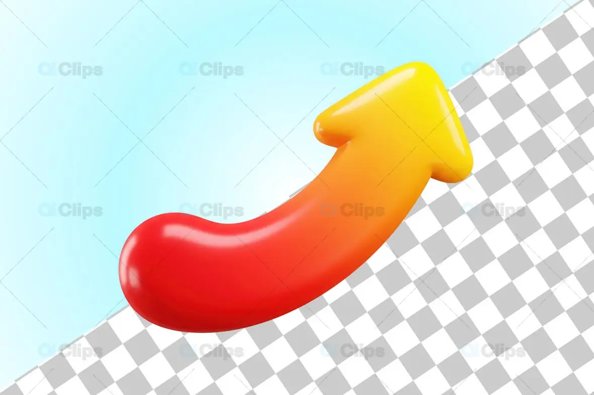 3D Glossy Upward Arrow with Gradient Finish