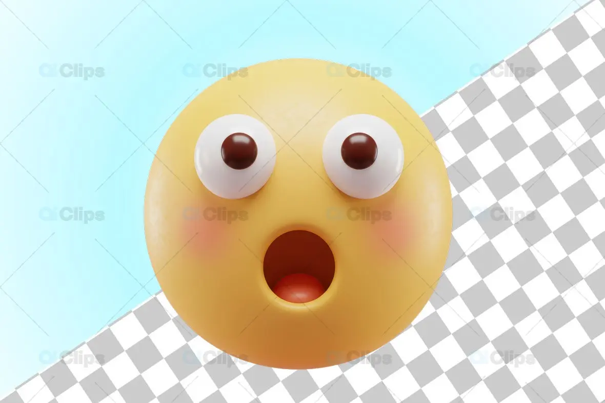Shocked 3D Emoji with Blush