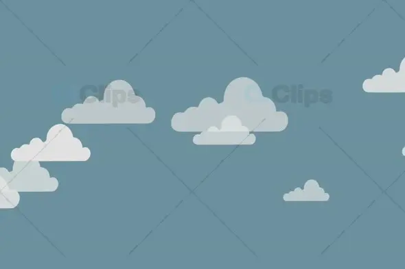 Flat Cartoon Clouds Animation on Blue Sky
