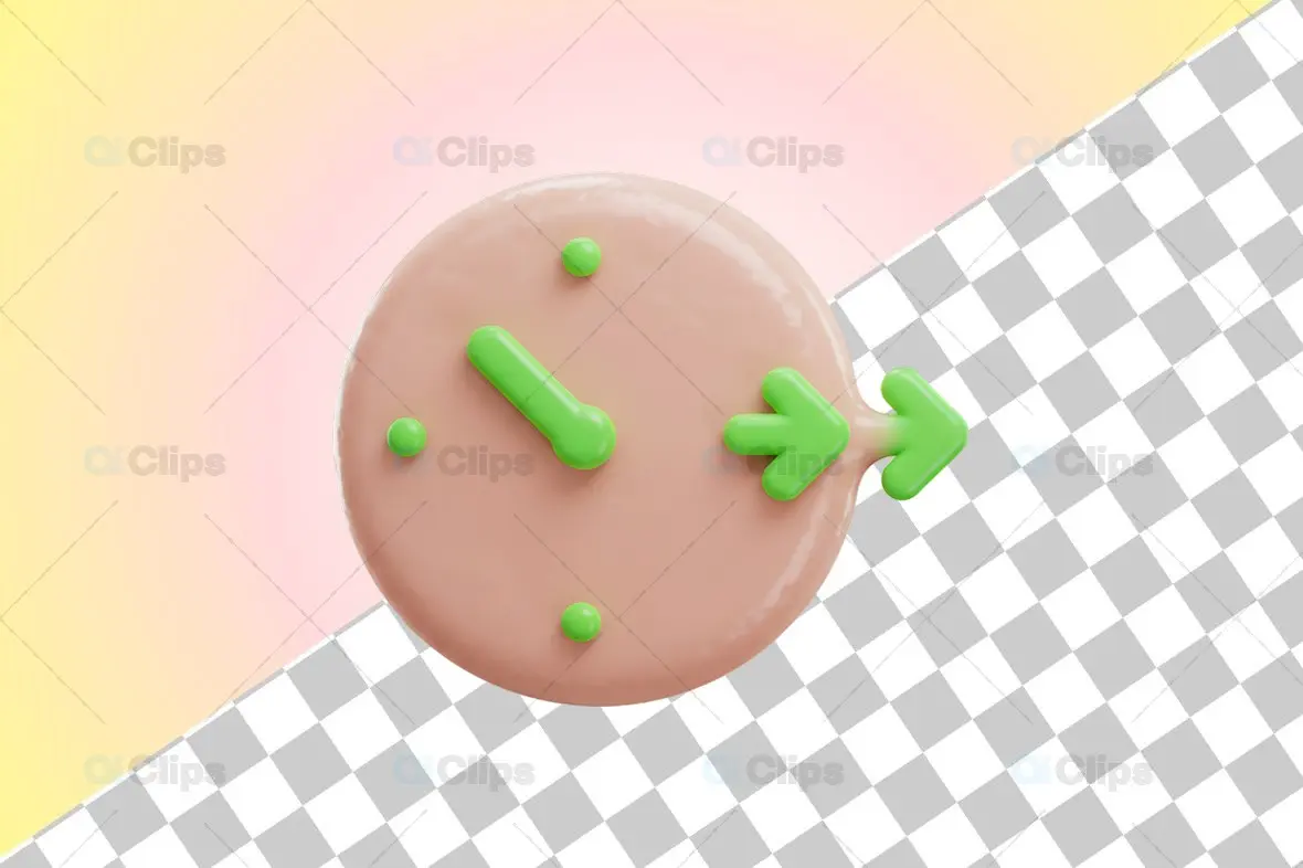 3D Clock with Green Arrow Icon