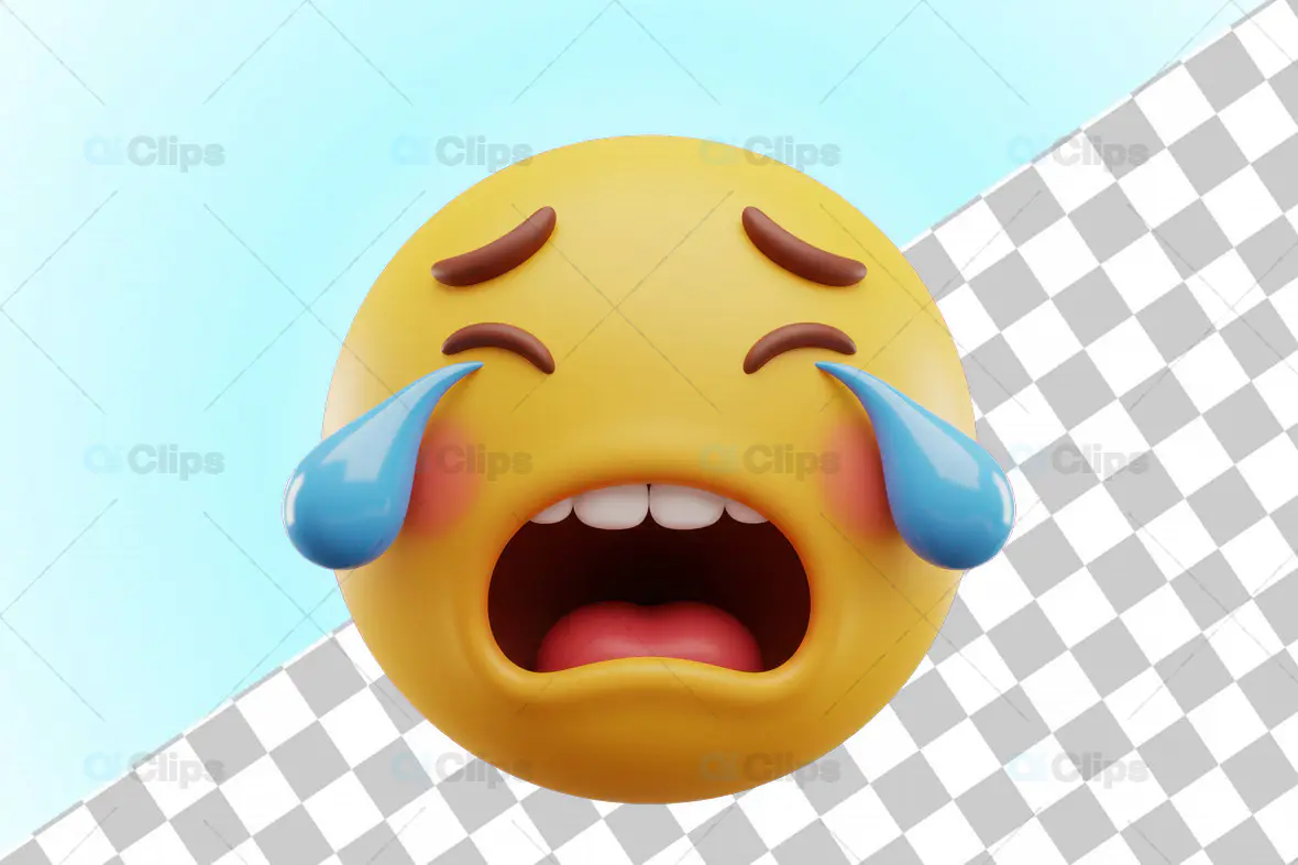 3D Sad Crying Emoji with Tears