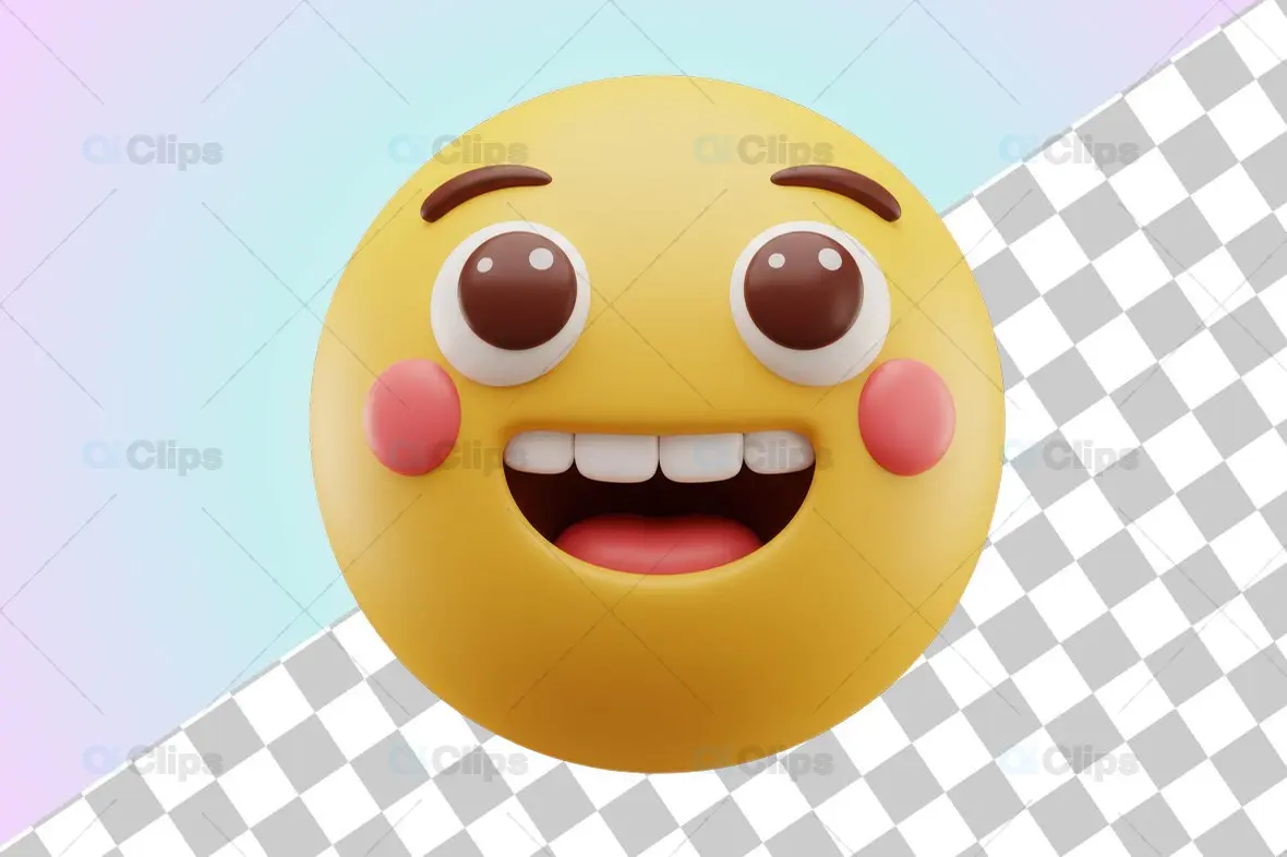 Excited Blushing Emoji 3D Model