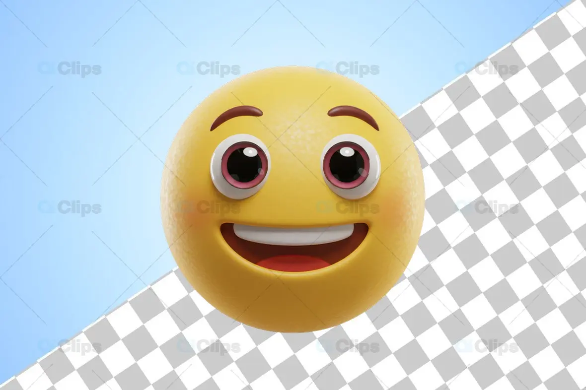 Joyful Wide-Eyed 3D Emoji