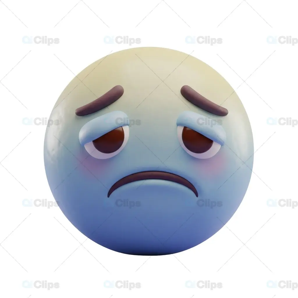 Blue Sad Face 3D Emoji