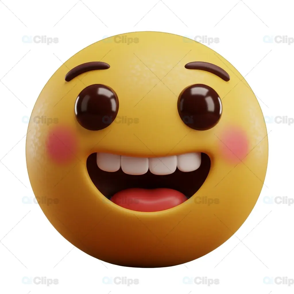 Smiling Blush Emoji 3D Model