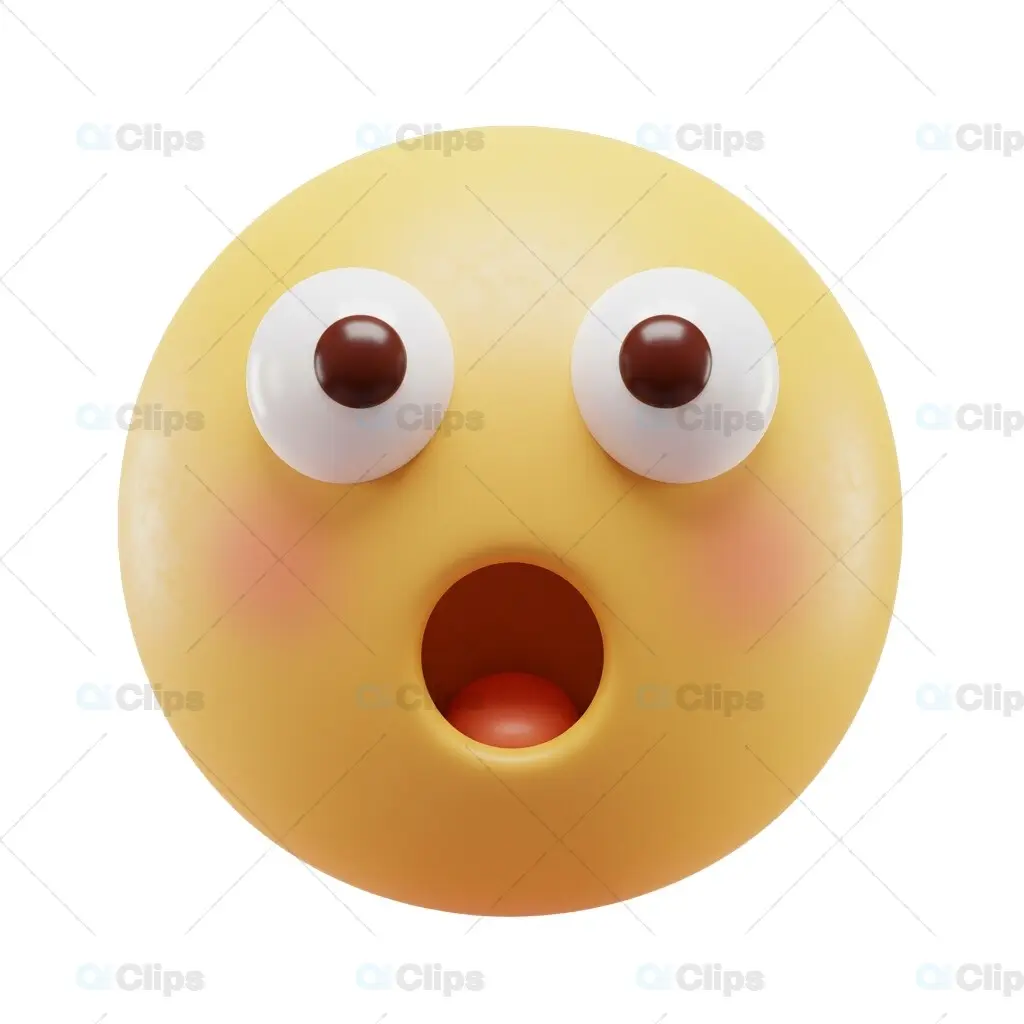 Shocked 3D Emoji with Blush