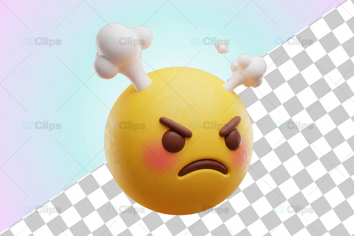 3D Angry Emoji with Cartoon Steam Effect