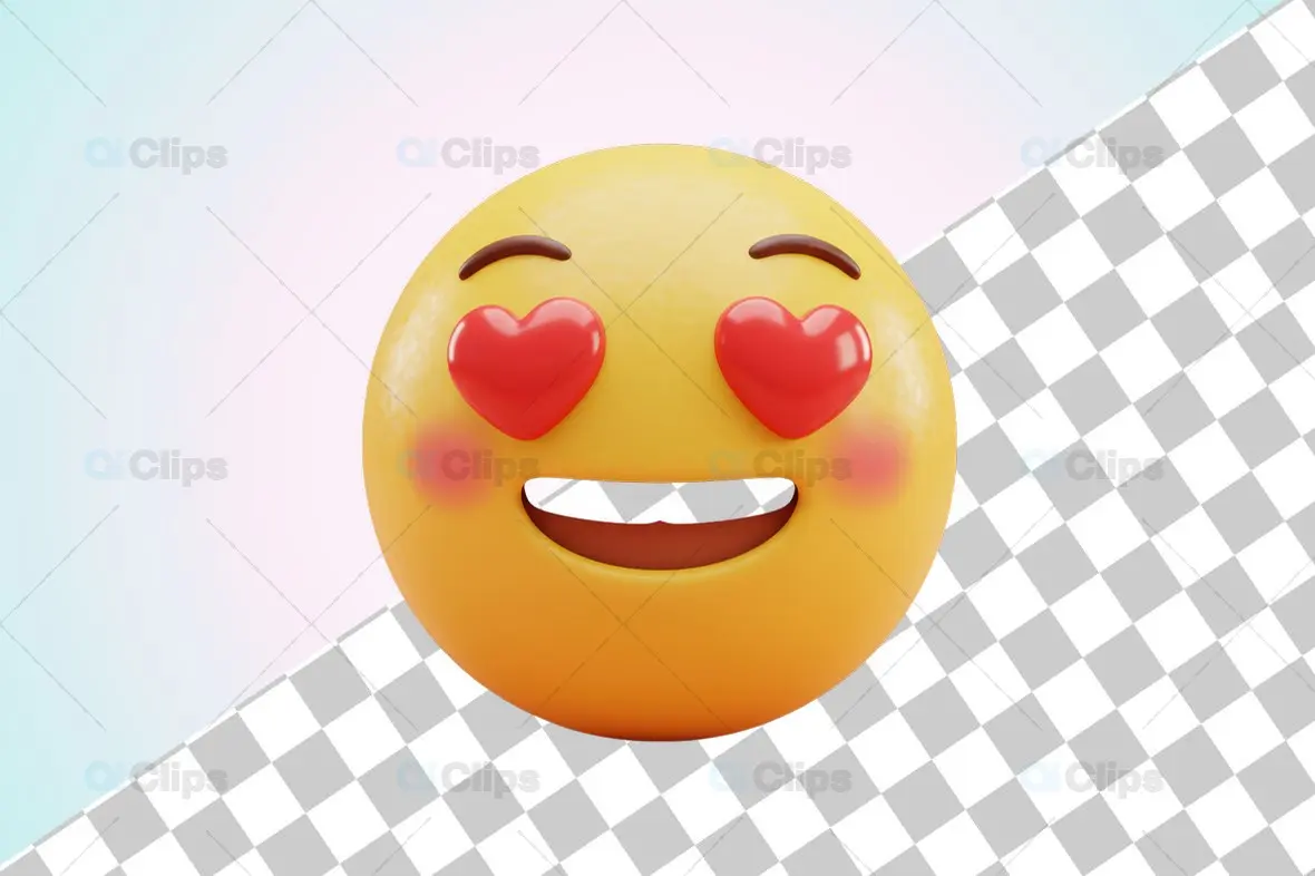 Red Heart Eyes Smiling 3D Emoji