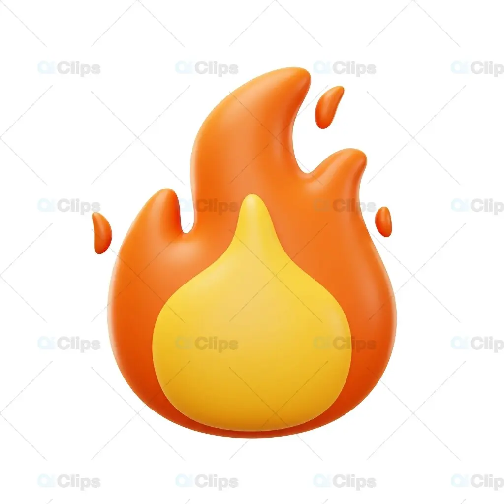 Vibrant 3D Flame with Dripping Sparks Illustration