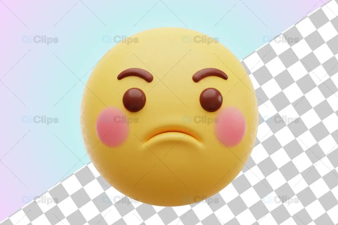 Blushing Pensive 3D Emoji