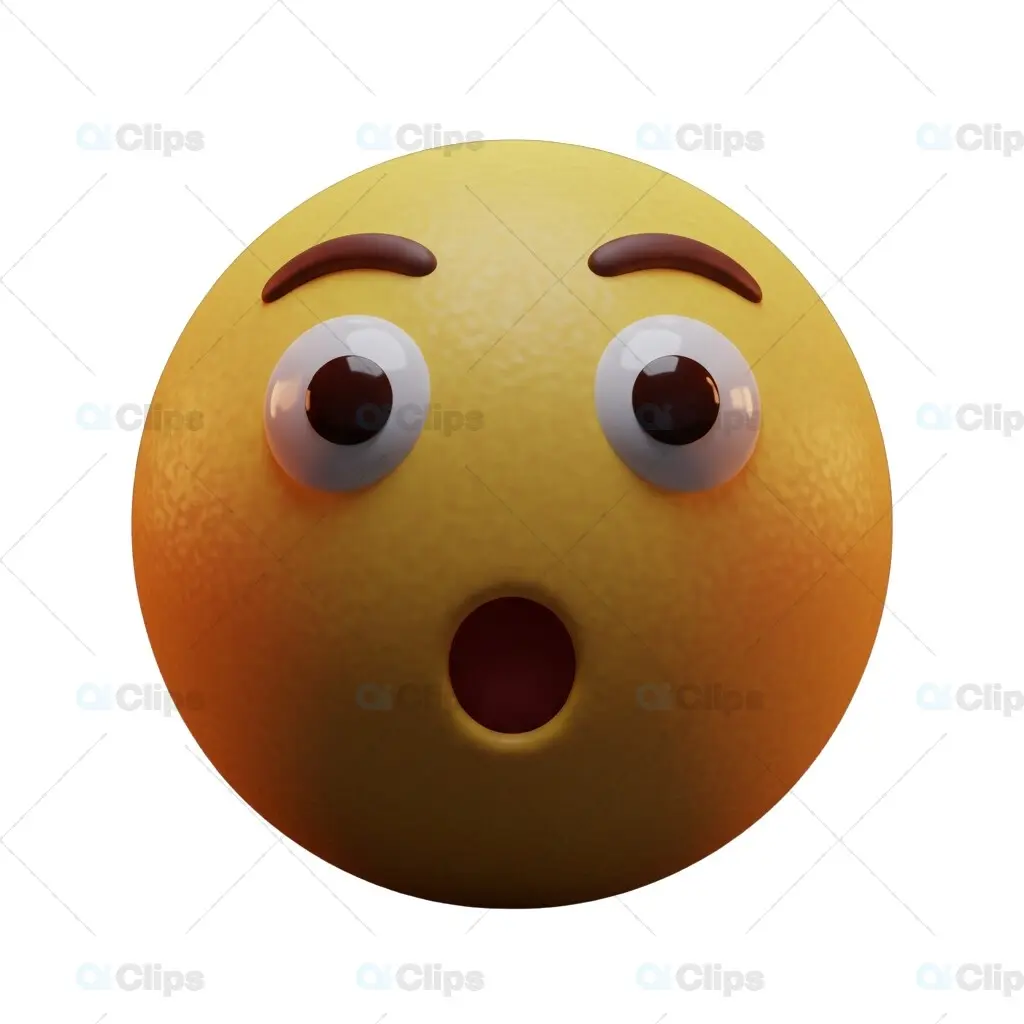 Astonished Yellow 3D Emoji Face