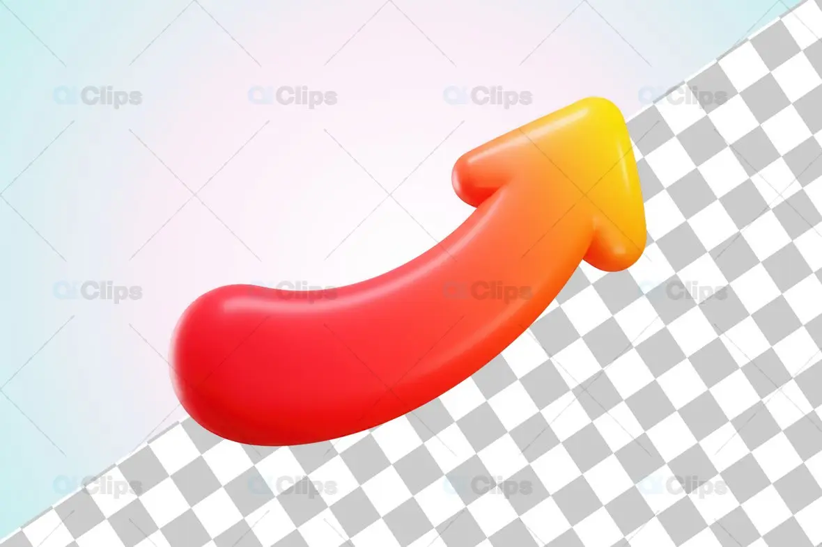 Curved 3D Gradient Upward Arrow Illustration