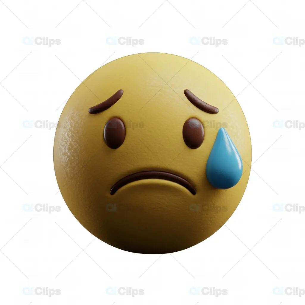 3D Sad Emoji with Soft Gradient and Transparent Background