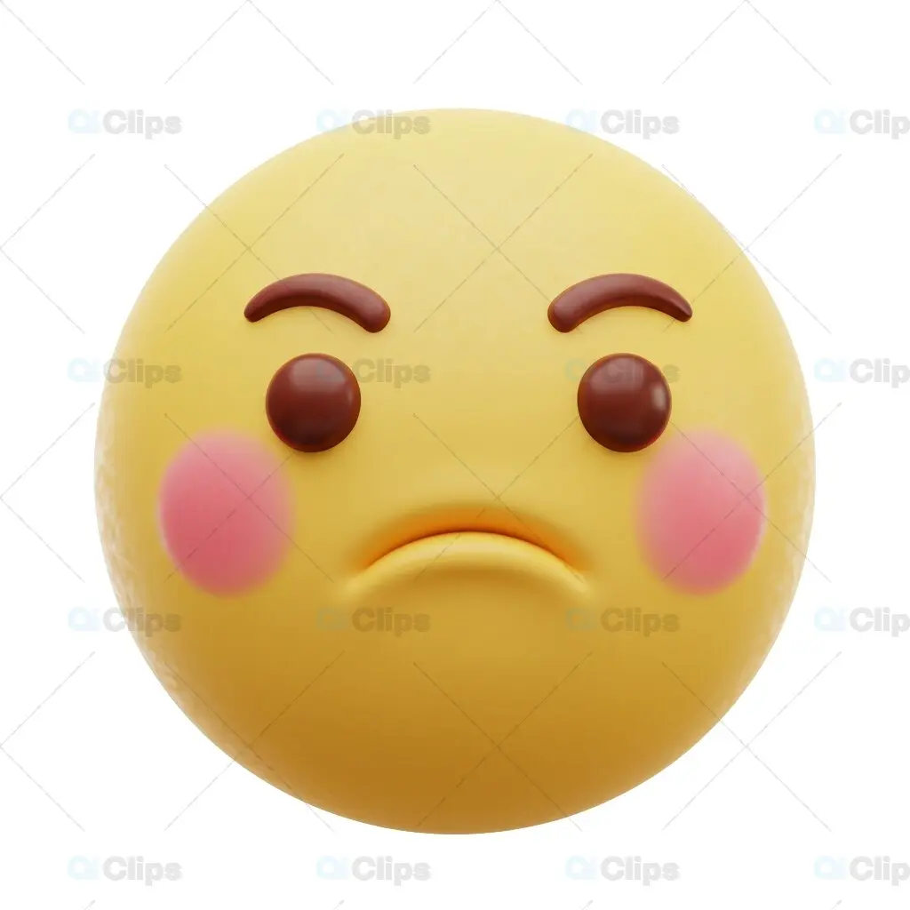 Blushing Pensive 3D Emoji