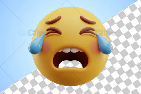 3D Crying Emoji with Emotional Tears
