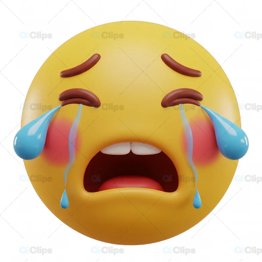 3D Crying Emoji with Tears