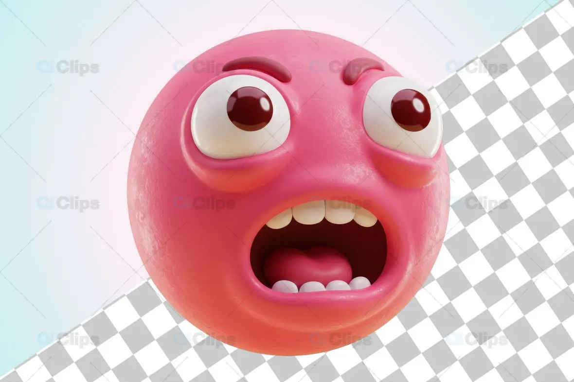 Surprised Pink 3D Emoji Face