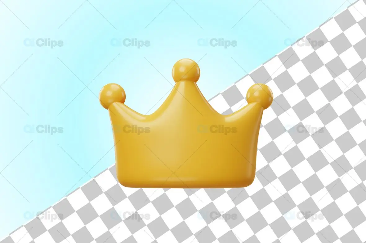Vibrant Yellow 3D Crown Illustration