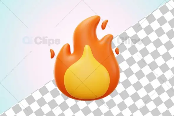 Vibrant 3D Flame with Dripping Sparks Illustration