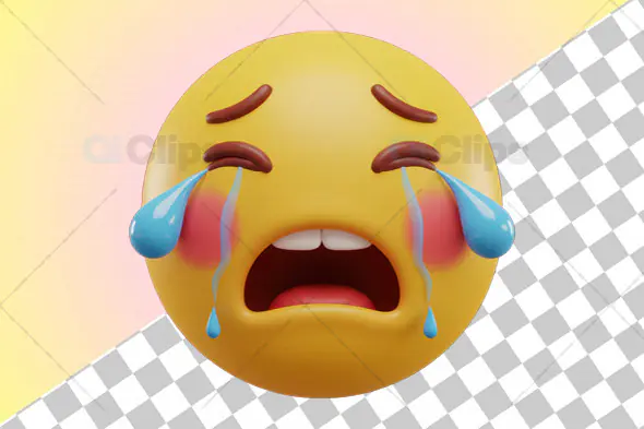 3D Crying Emoji with Tears