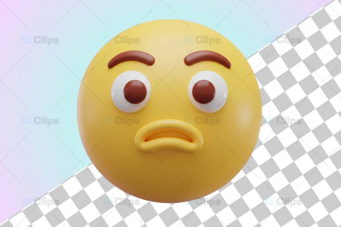 3D Surprised Emoji with Transparent Background