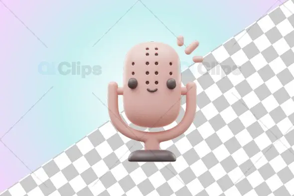 Cute 3D Microphone Icon Illustration