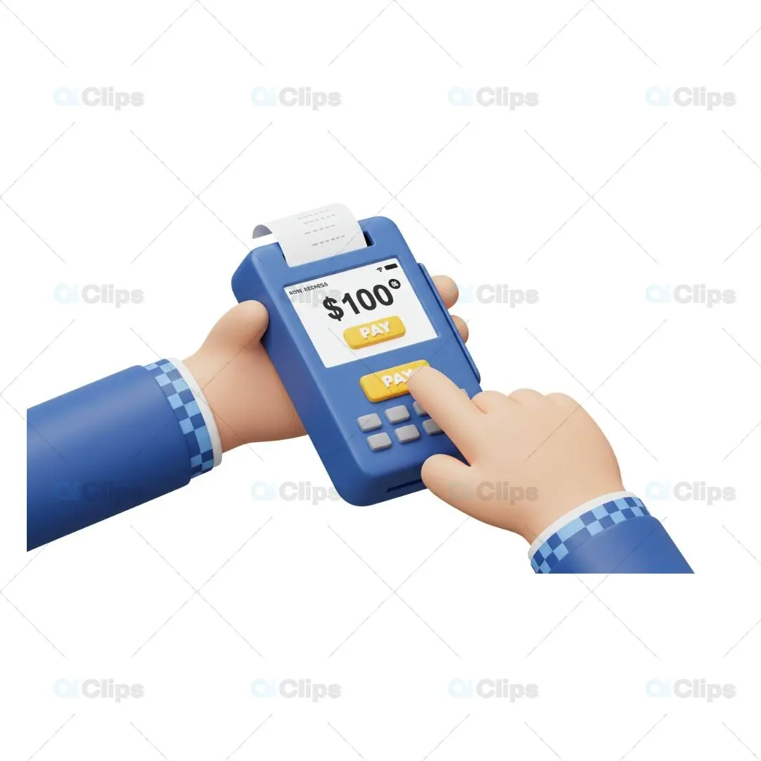 3D Digital Payment POS Machine Illustration